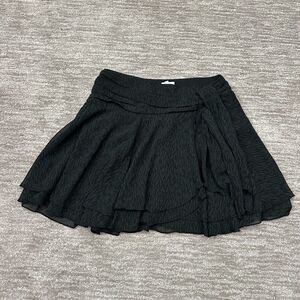 Aerie Skirt Womens Medium Black Wrap Flowy Ruffled Tie Chiffon Mini Short NWT